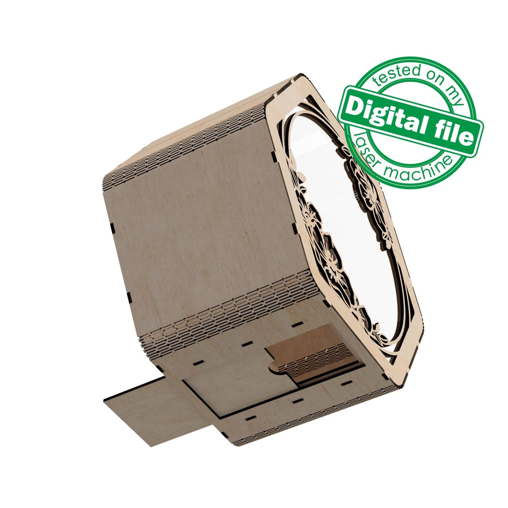 DXF, SVG files for laser Personalized Wedding card box, Box for Wedding Reception, Polygon money box, Glowforge, Matherial 1/8 inch (3.2 mm) (copy)