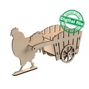 DXF, SVG Files for Laser Easter Decor, Rooster Pulling a Cart, Egg Hunt, Vector Projects, Glowforge, Material Thickness 1/8" (3.2mm)