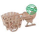 DXF, SVG Files for Laser Easter Decor, Rooster Pulling a Cart, Egg Hunt, Vector Projects, Glowforge, Material Thickness 1/8" (3.2mm)