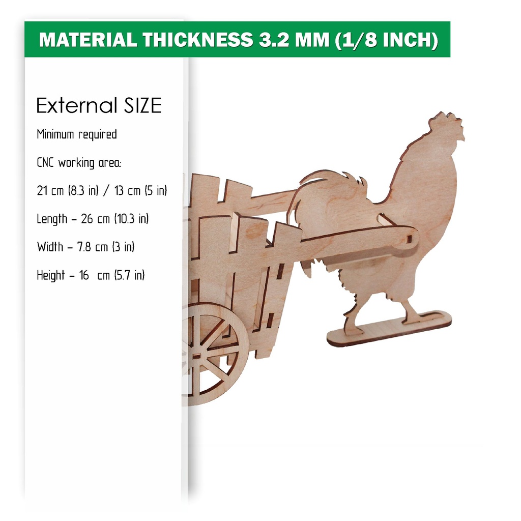 DXF, SVG Files for Laser Easter Decor, Rooster Pulling a Cart, Egg Hunt, Vector Projects, Glowforge, Material Thickness 1/8" (3.2mm)