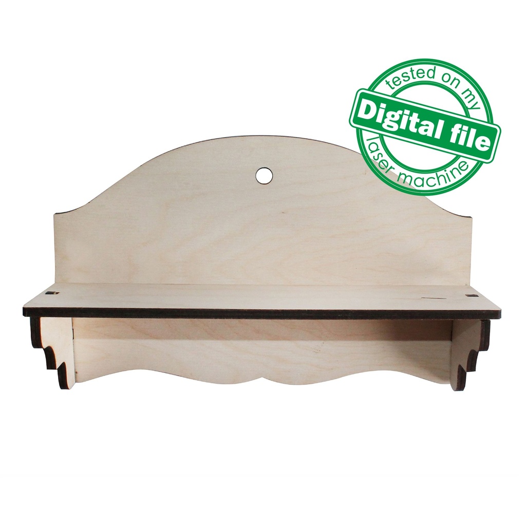 DXF, SVG files for laser Vintage Shelf Country Kitchen, CNC Router, Engraved pattern French, Two different material thickness 3.2/6.4 mm