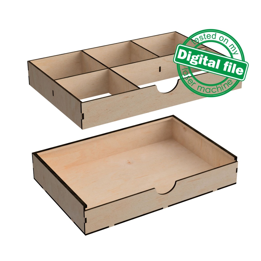 DXF, SVG files for Laser Cut Box with Sliding Lid, Drawers, Souvenir, Small Items Storage, Memorabilia, calligraphy, Material 1/8'' (3.2 mm)
