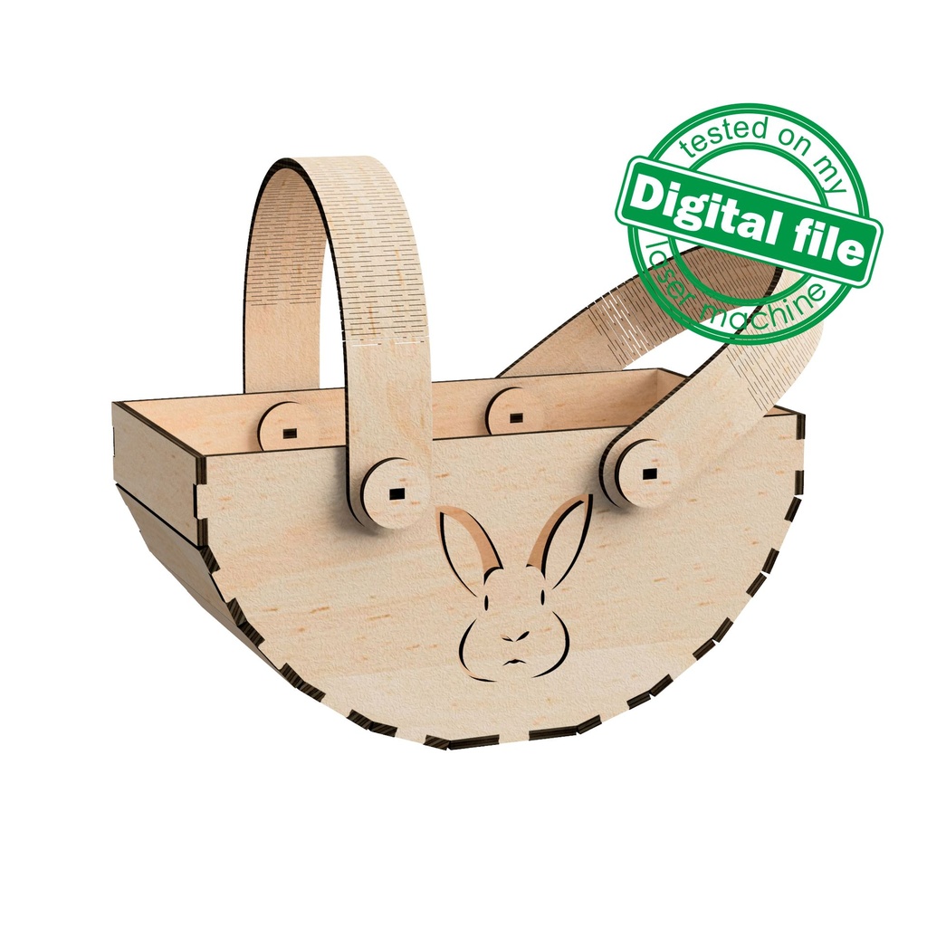 DXF, SVG files for laser Wooden basket, Flexible handles turn easily, box for Eggs, Sweets, Flowers, Petals, gifts, Material 1/8'' (3.2 mm)