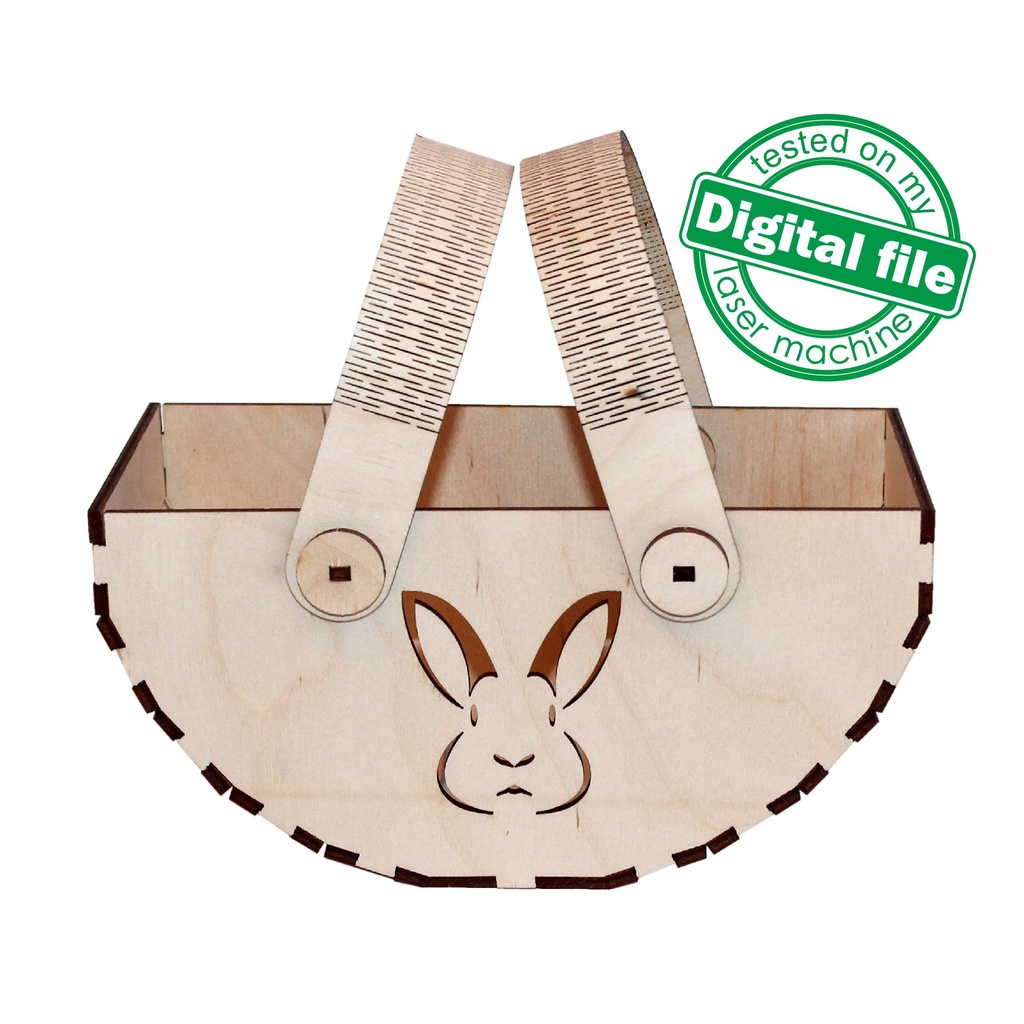 DXF, SVG files for laser Wooden basket, Flexible handles turn easily, box for Eggs, Sweets, Flowers, Petals, gifts, Material 1/8'' (3.2 mm)