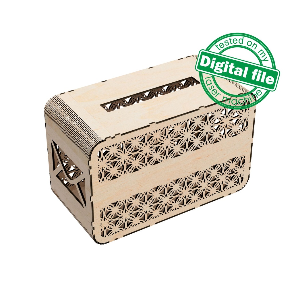DXF, SVG files for laser Wedding card box, money box, Engagement Card Box, openwork, carved, elegant design, Material 1/8'' (3.2 mm)