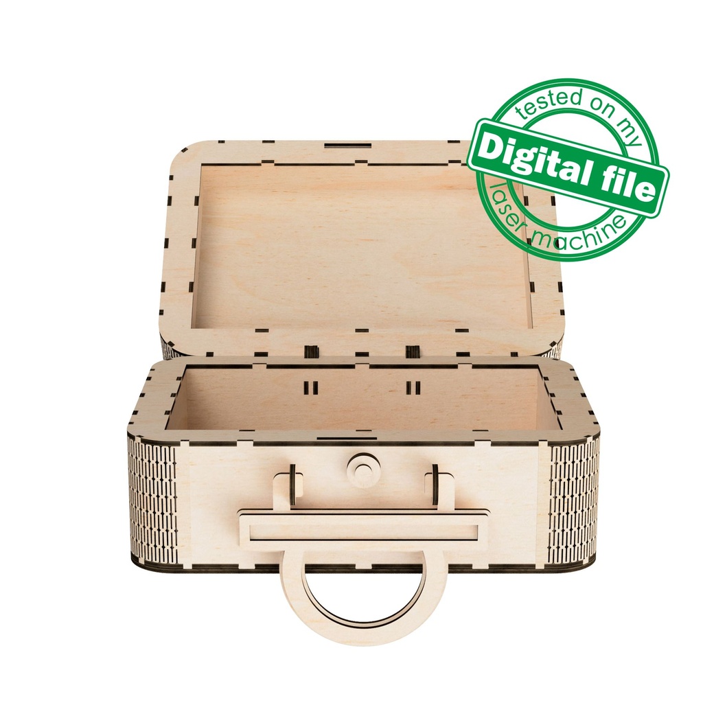 DXF, SVG files for laser Retro Wooden Suitcase, Vintage Handmade clutch, flexible plywood, Living hinge, Glowforge, Material 1/8'' (3.2 mm)