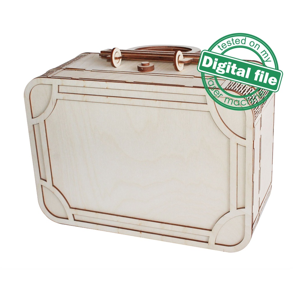 DXF, SVG files for laser Retro Wooden Suitcase, Vintage Handmade clutch, flexible plywood, Living hinge, Glowforge, Material 1/8'' (3.2 mm)