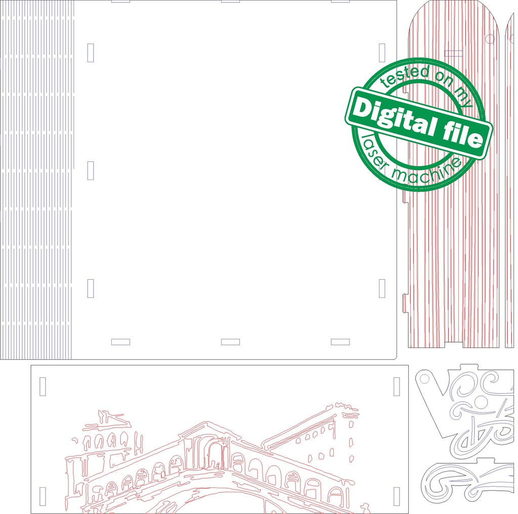 DXF, SVG files for laser Gift Book box Italy, flexible plywood, Living hinge, engraved pattern, decorative corbel, Material 1/8'' (3.2 mm)