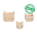 DXF, SVG files for laser Crochet Storage Box, Knitting Yarn Box,Cat face shape, 3 different sizes, Mother's day gift,Material 1/8'' (3.2 mm)