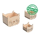 DXF, SVG files for laser Crochet Storage Box, Knitting Yarn Box,Cat face shape, 3 different sizes, Mother's day gift,Material 1/8'' (3.2 mm)