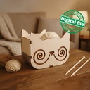 DXF, SVG files for laser Crochet Storage Box, Knitting Yarn Box,Cat face shape, 3 different sizes, Mother's day gift,Material 1/8'' (3.2 mm)
