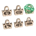 DXF, SVG files for laser Halloween Wooden handbag trick or treat, Vector project, Glowforge, Material thickness 1/8 inch (3.2 mm)