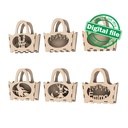DXF, SVG files for laser Halloween Wooden handbag trick or treat, Vector project, Glowforge, Material thickness 1/8 inch (3.2 mm)