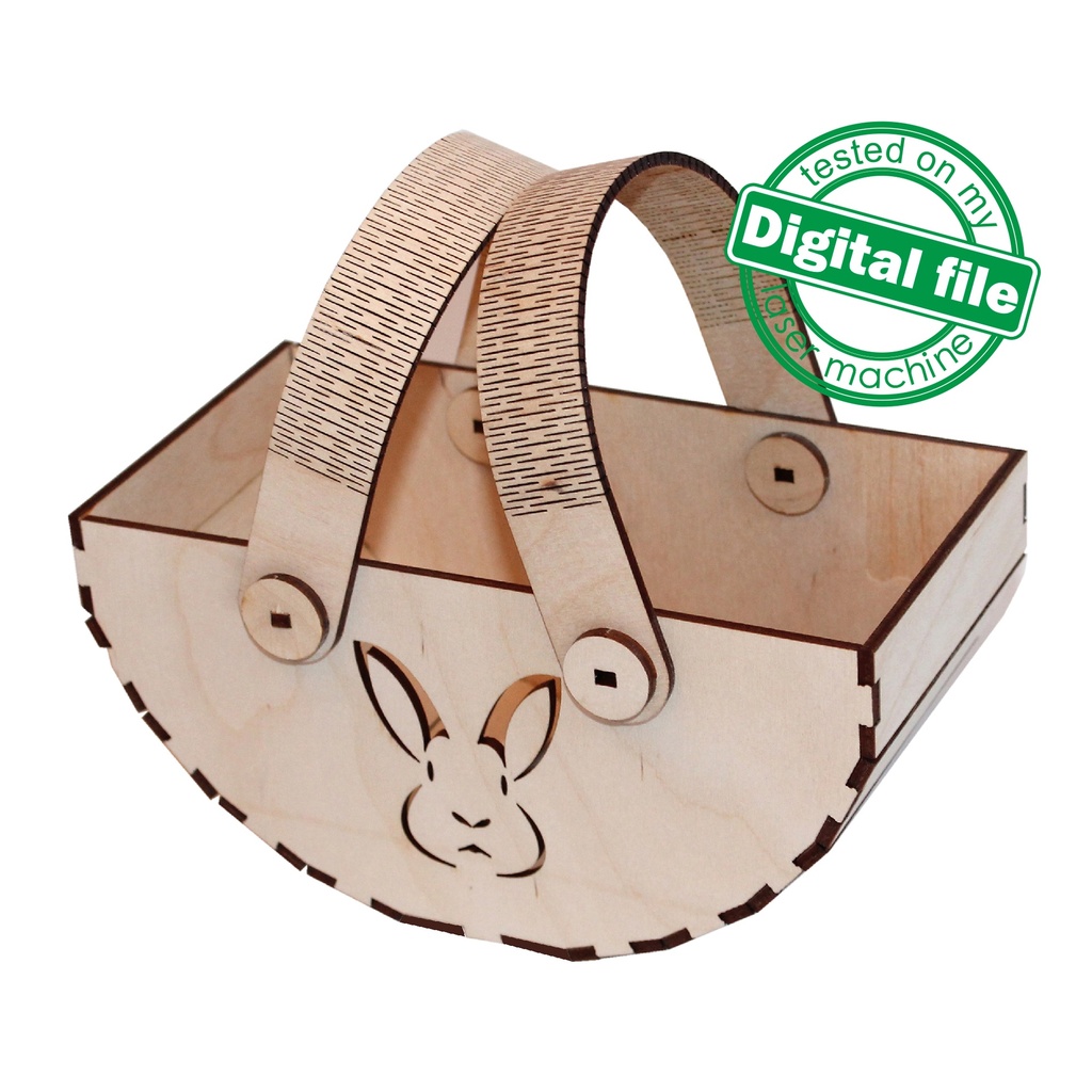 DXF, SVG files for laser Wooden basket, Flexible handles turn easily, box for Eggs, Sweets, Flowers, Petals, gifts, Material 1/8'' (3.2 mm)