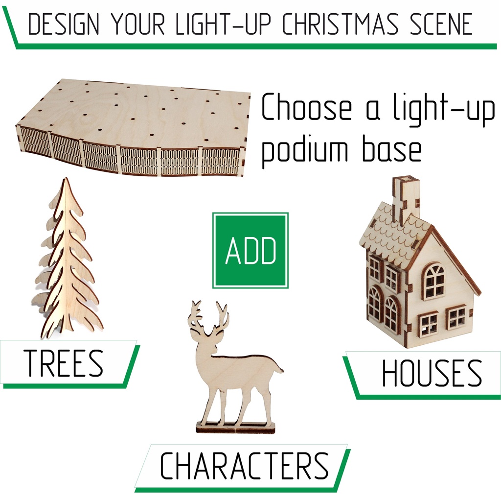 DXF, SVG files for laser Christmas Village, Super Big Set, Bundle of 59 pieces, Winter Scene, Glowforge, Plywood or MDF 3.2 mm