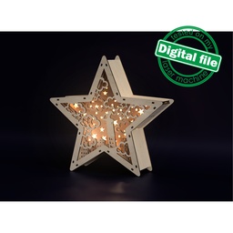 [0183788] DXF, SVG files for laser, DIY Marquee Star Light, Lightbox Romantic in the city, Shadow Box, Glowforge, Material 1/8 inch (3 mm) or 4 mm