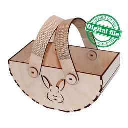 [00185291] DXF, SVG files for laser Wooden basket, Flexible handles turn easily, box for Eggs, Sweets, Flowers, Petals, gifts, Material 1/8'' (3.2 mm)
