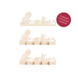 [00187822] DXF, SVG files for laser Easter decoration, vintage image children collect eggs, Different Material 1/8 inch (3,2 mm), 1/4 inch (6,4 mm)