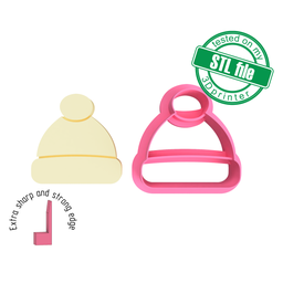 [7772556_A] Beanie, Winter, Christmas, New Year, 3 Sizes, Digital STL File For 3D Printing, Polymer Clay Cutter, Earrings, Cookie, sharp, strong edge